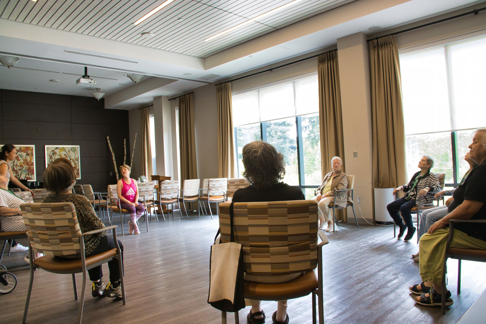 Seniors sitting in a group circle